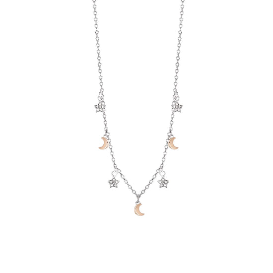 Collana catena con pendenti Mabina argento bicolore e zirconi MISURA UNICA