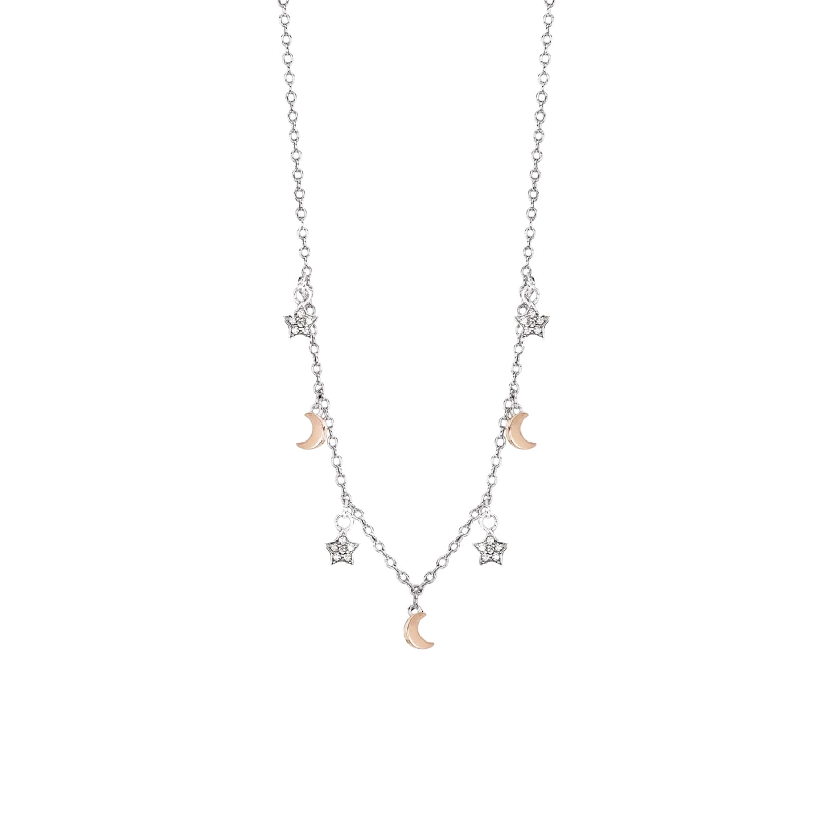 Collana catena con pendenti Mabina argento bicolore e zirconi MISURA UNICA