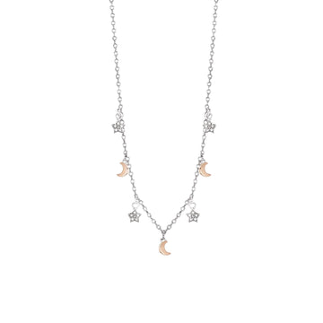 Collana catena con pendenti Mabina argento bicolore e zirconi MISURA UNICA