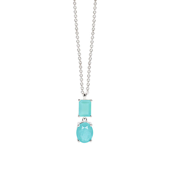 Collana con pendente Mabina in argento con stone azzurre