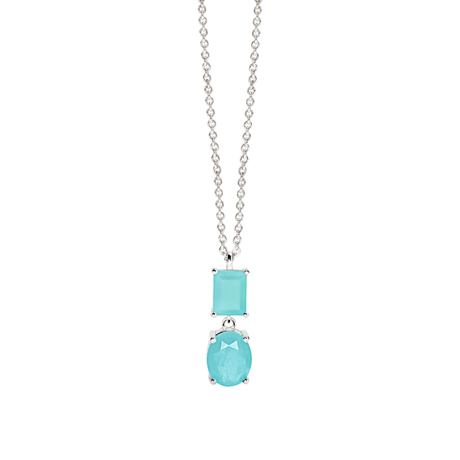 Collana con pendente Mabina in argento con stone azzurre