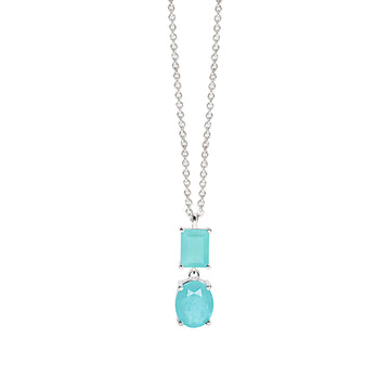 Collana con pendente Mabina in argento con stone azzurre