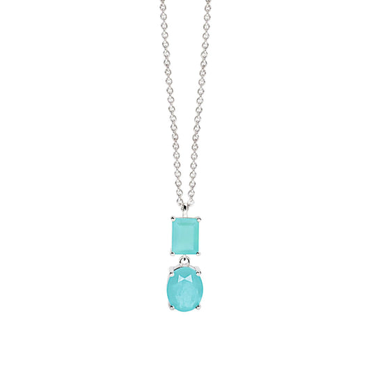 Collana con pendente Mabina in argento con stone azzurre