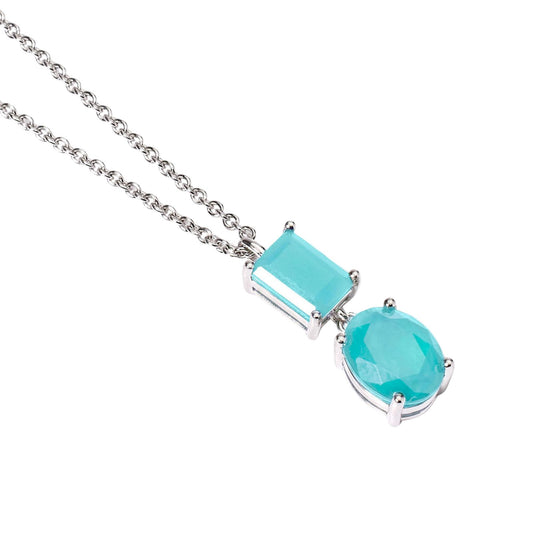 Collana con pendente Mabina in argento con stone azzurre