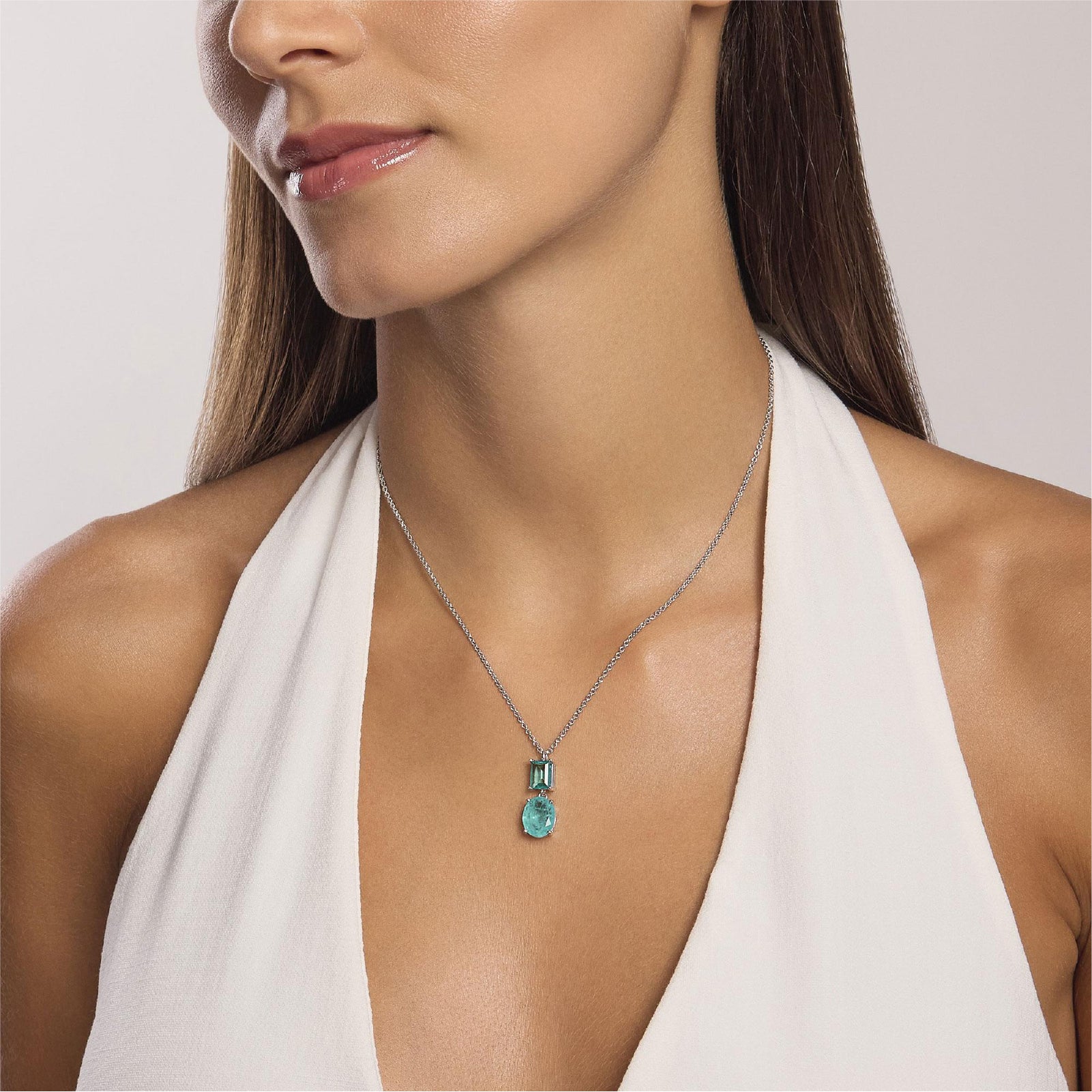 Collana con pendente Mabina in argento con stone azzurre
