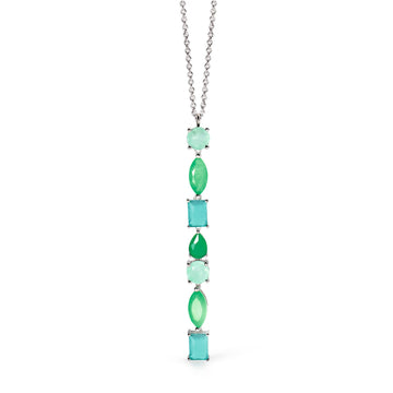 collana girocollo mabina in argento 925 con stone glass verdi 553737