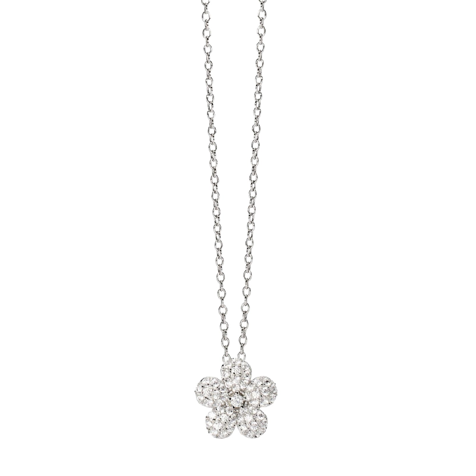 Collana da donna Mabina Gioielli in argento e fiore di zirconi MISURA UNICA