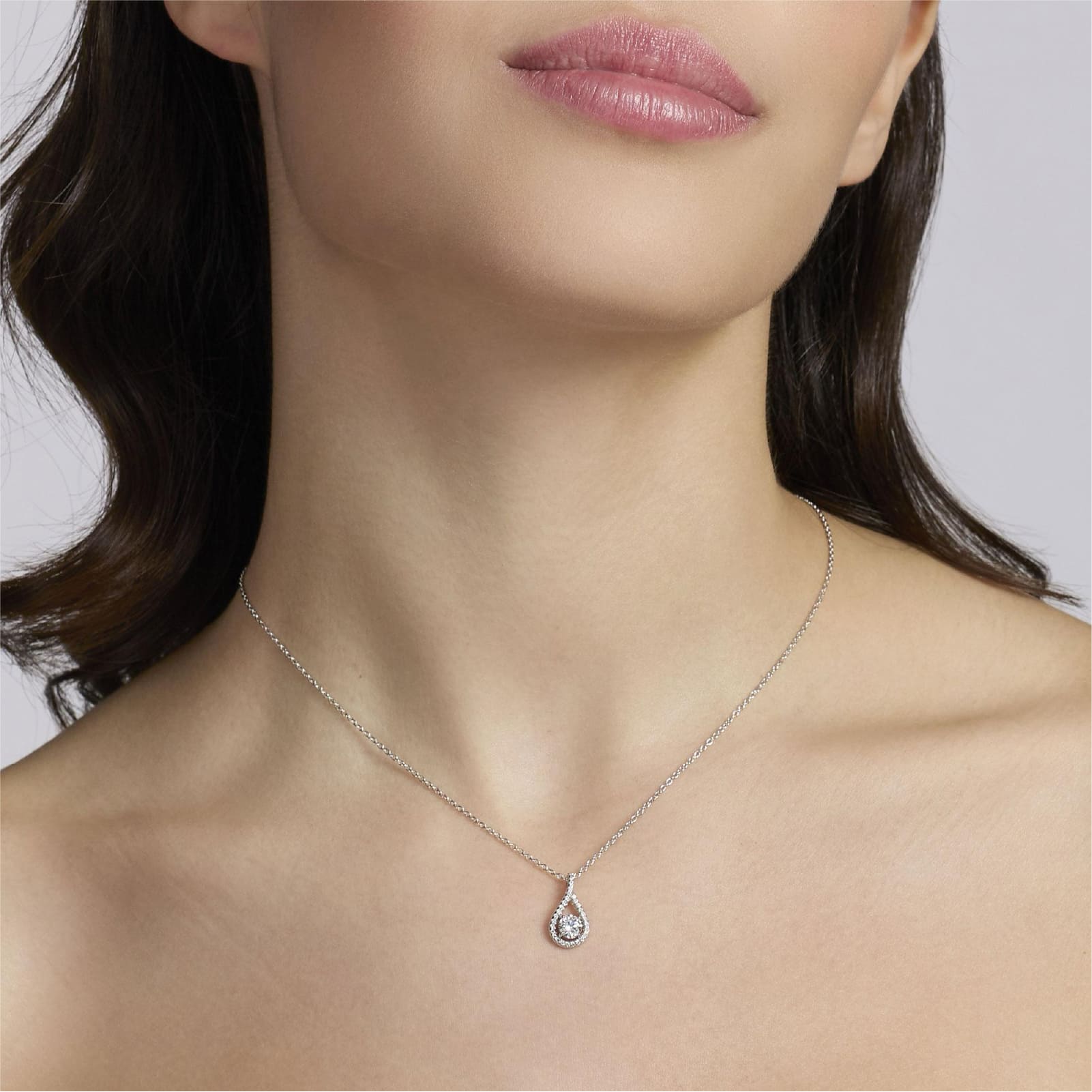 Collana girocollo Mabina in argento con pendente di zirconi MISURA UNICA