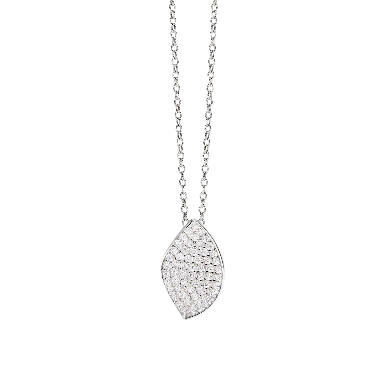 Collana girocollo Mabina argento pendente foglia di zirconi MISURA UNICA