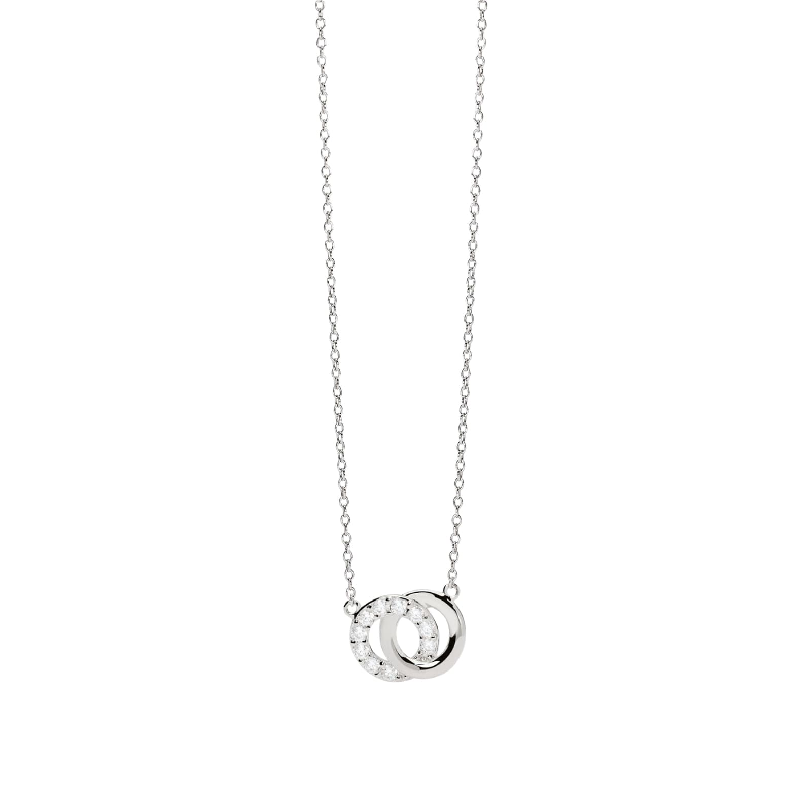 Collana girocollo Mabina in argento pendente doppio cerchio MISURA UNICA