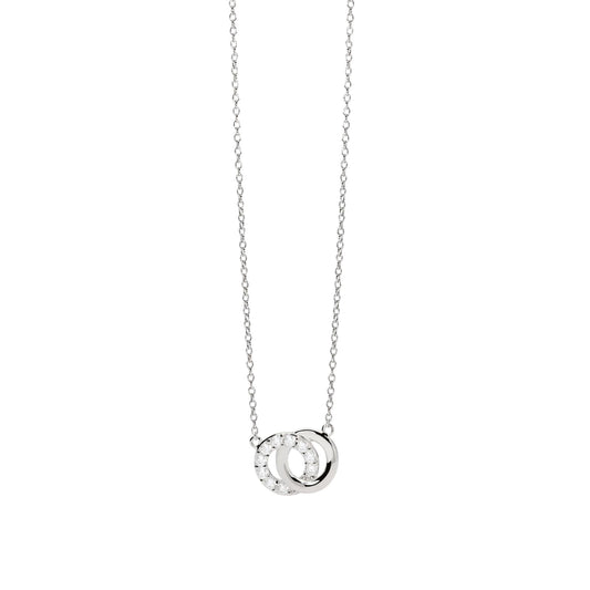 Collana girocollo Mabina in argento pendente doppio cerchio MISURA UNICA