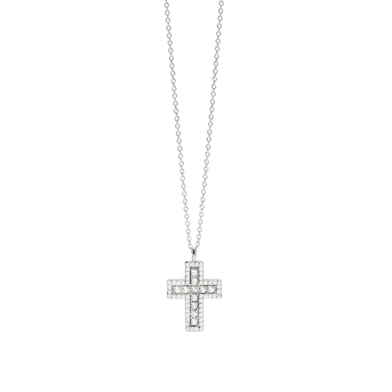 Collana girocollo Mabina argento croce pendente con zirconi MISURA UNICA
