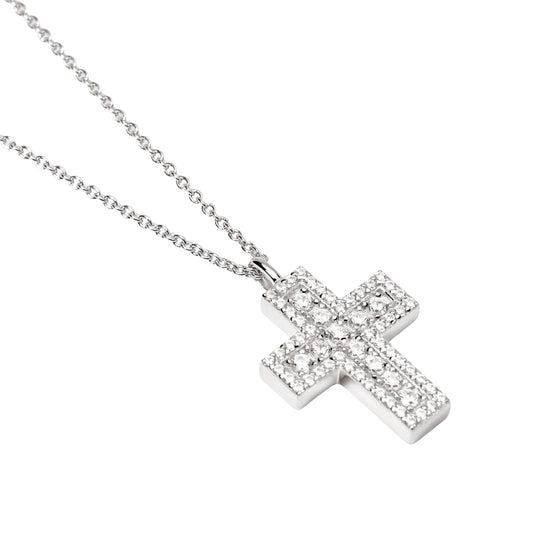 Collana girocollo Mabina argento croce pendente con zirconi MISURA UNICA