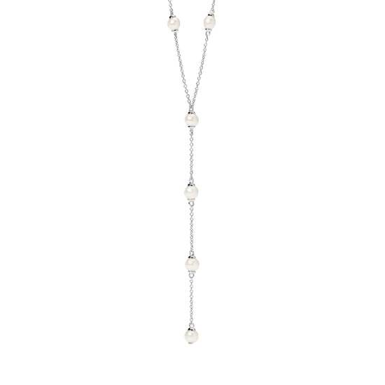 Collana girocollo Mabina in argento catena pendente con perle MISURA UNICA