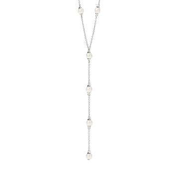 Collana girocollo Mabina in argento catena pendente con perle MISURA UNICA