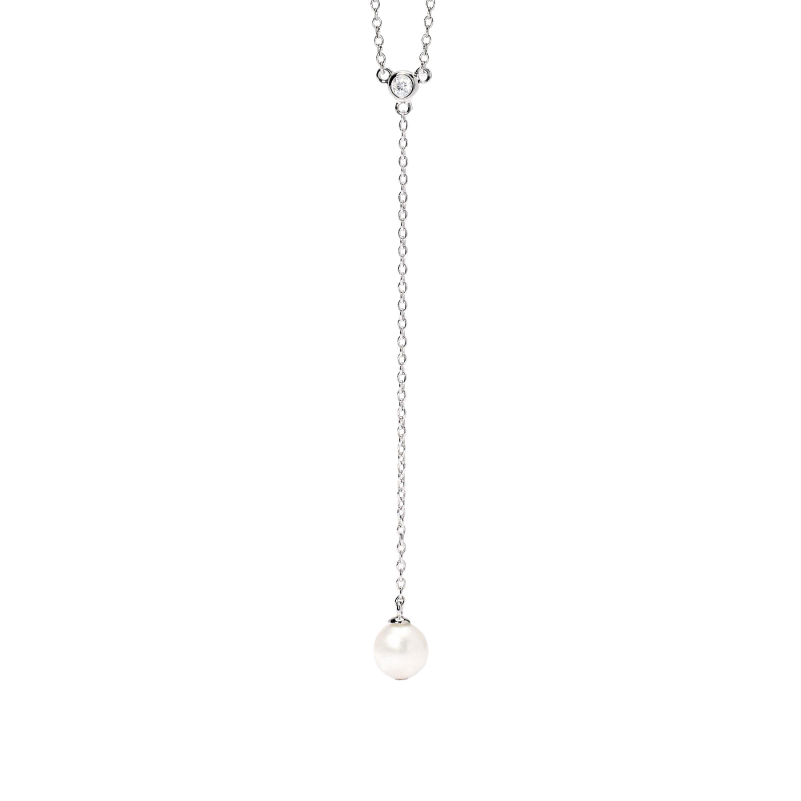 Collana girocollo Mabina in argento pendente zircone e perla MISURA UNICA