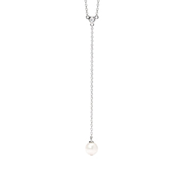 Collana girocollo Mabina in argento pendente zircone e perla MISURA UNICA