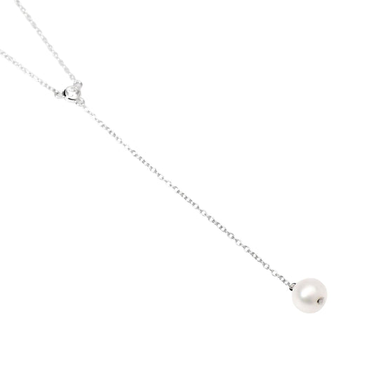 Collana girocollo Mabina in argento pendente zircone e perla MISURA UNICA