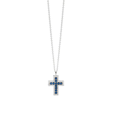 Collana girocollo Mabina in argento croce zirconi e zaffiri MISURA UNICA
