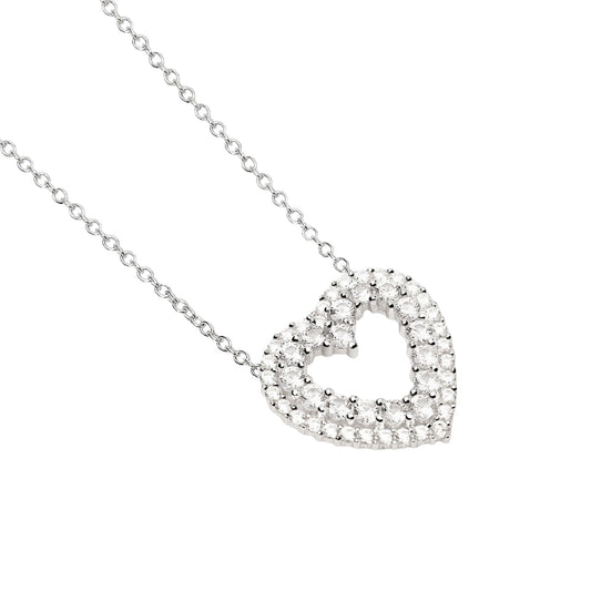 Collana girocollo Mabina con pendente cuore e zirconi bianchi MISURA UNICA