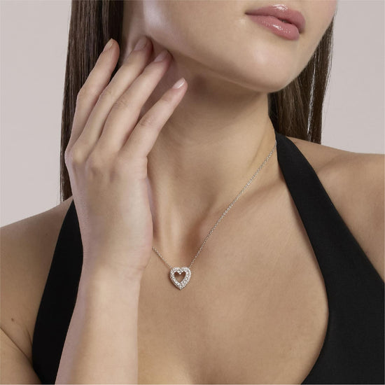Collana girocollo Mabina con pendente cuore e zirconi bianchi MISURA UNICA