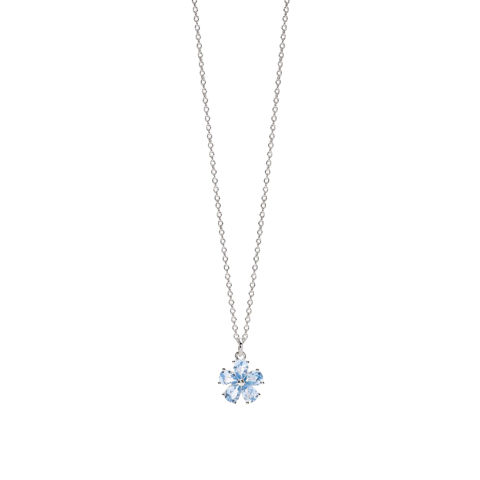 Collana girocollo Mabina con catena e pendente fiore azzurro MISURA UNICA