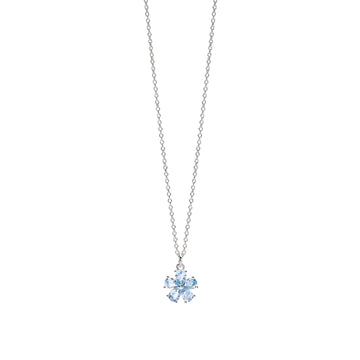 Collana girocollo Mabina con catena e pendente fiore azzurro MISURA UNICA
