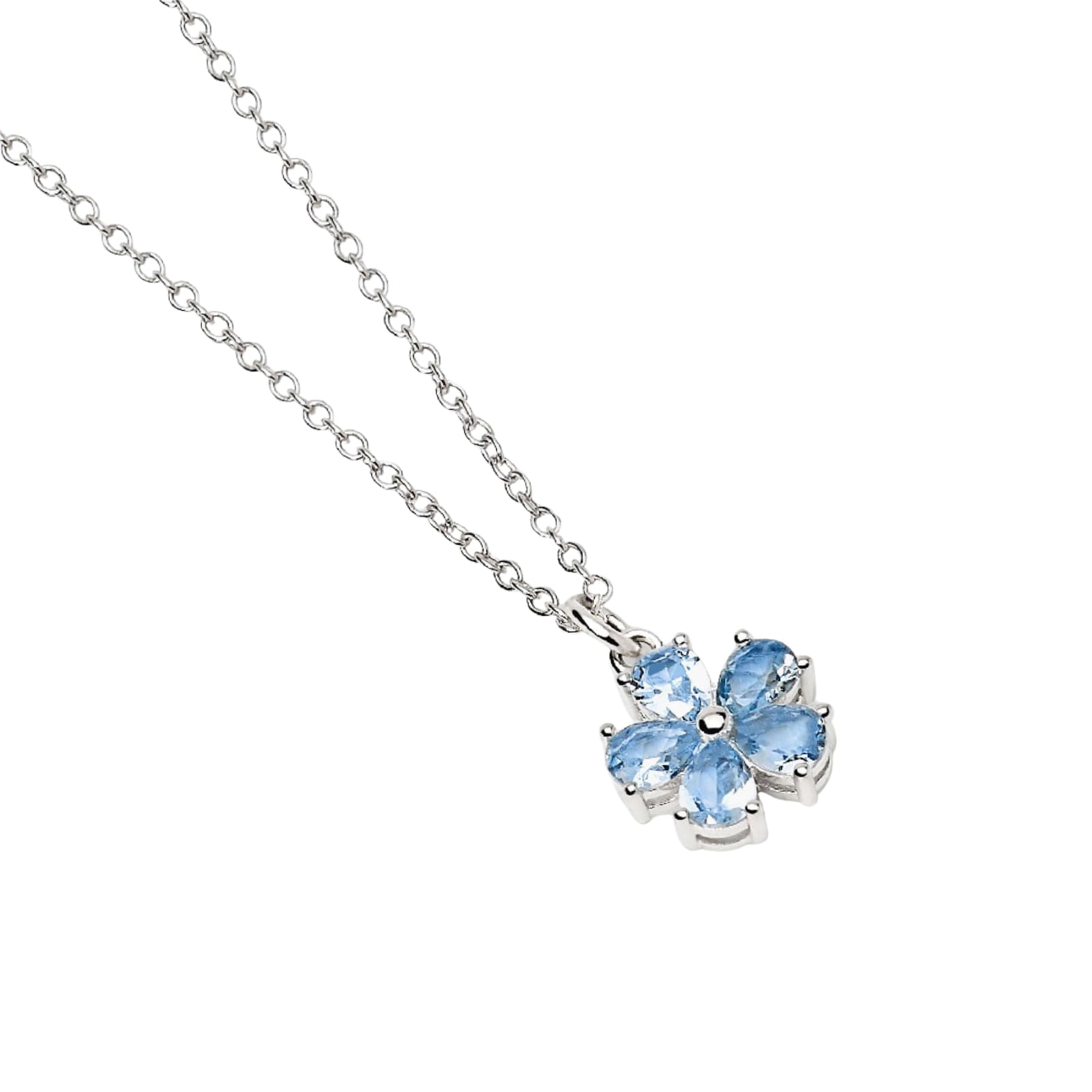 Collana girocollo Mabina con catena e pendente fiore azzurro MISURA UNICA