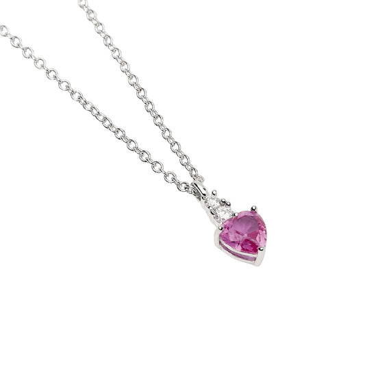 Collana girocollo Mabina con pendente rosa a cuore MISURA UNICA