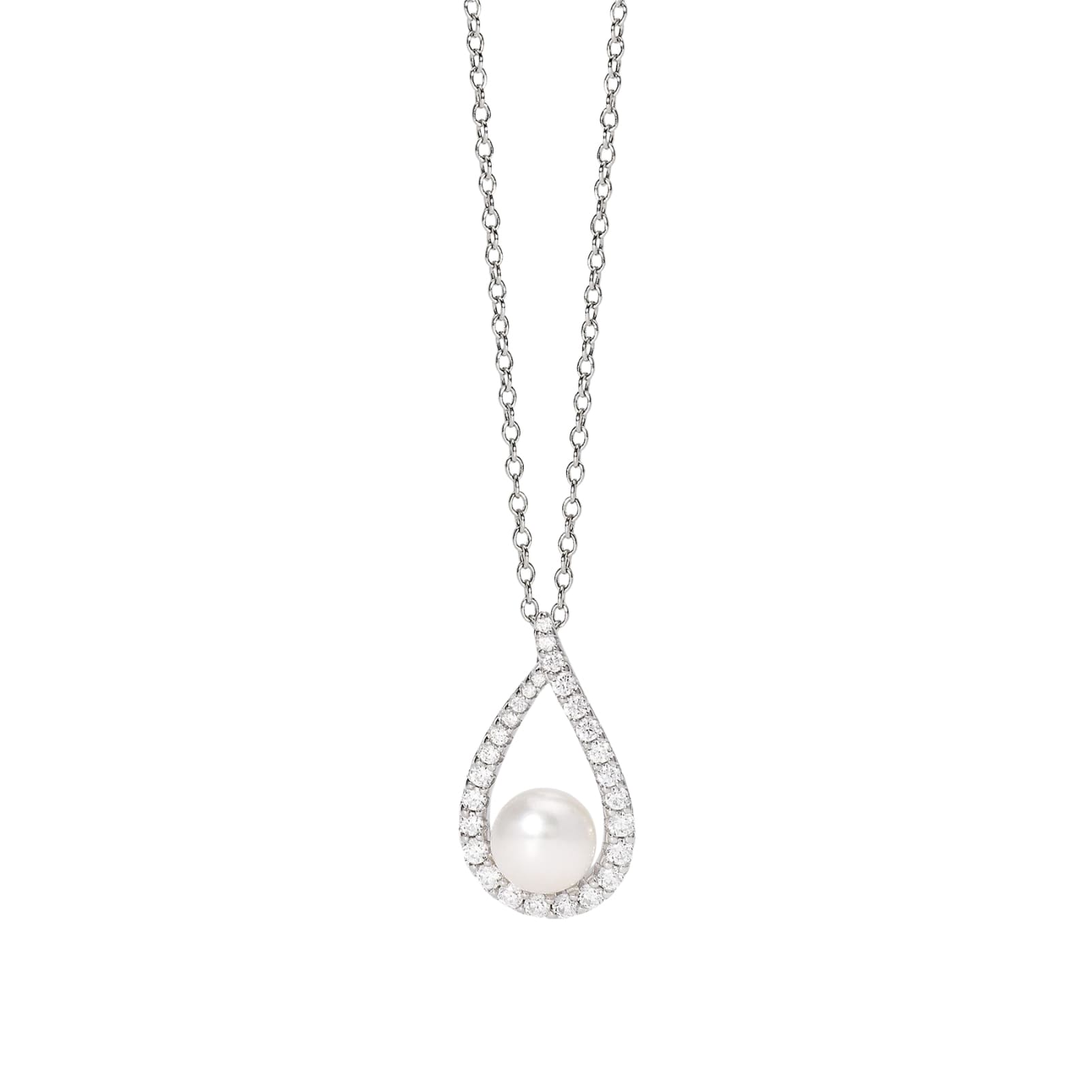 Collana girocollo Mabina in argento pendente a goccia e perla MISURA UNICA