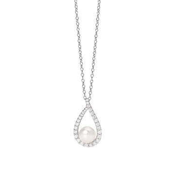 Collana girocollo Mabina in argento pendente a goccia e perla MISURA UNICA
