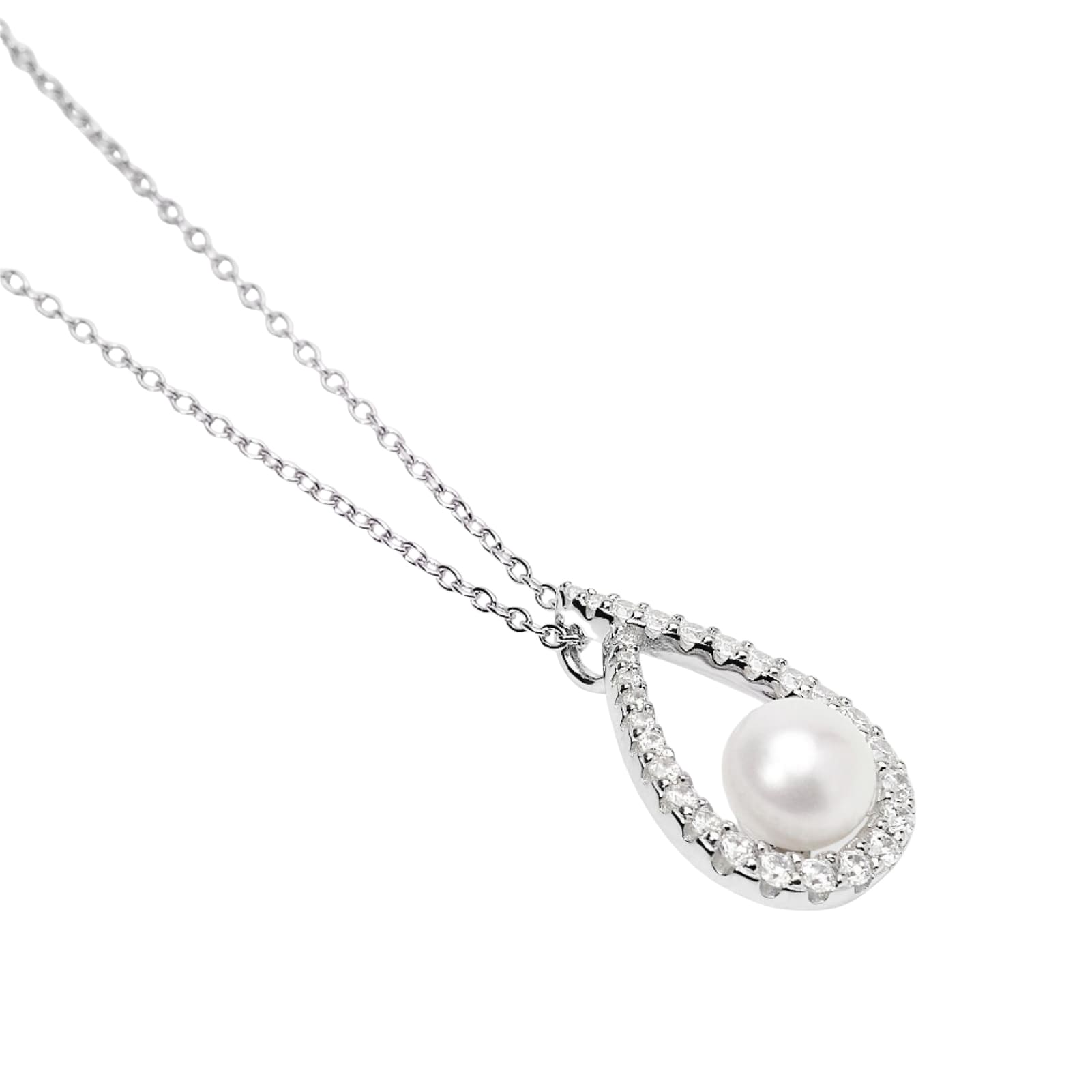 Collana girocollo Mabina in argento pendente a goccia e perla MISURA UNICA