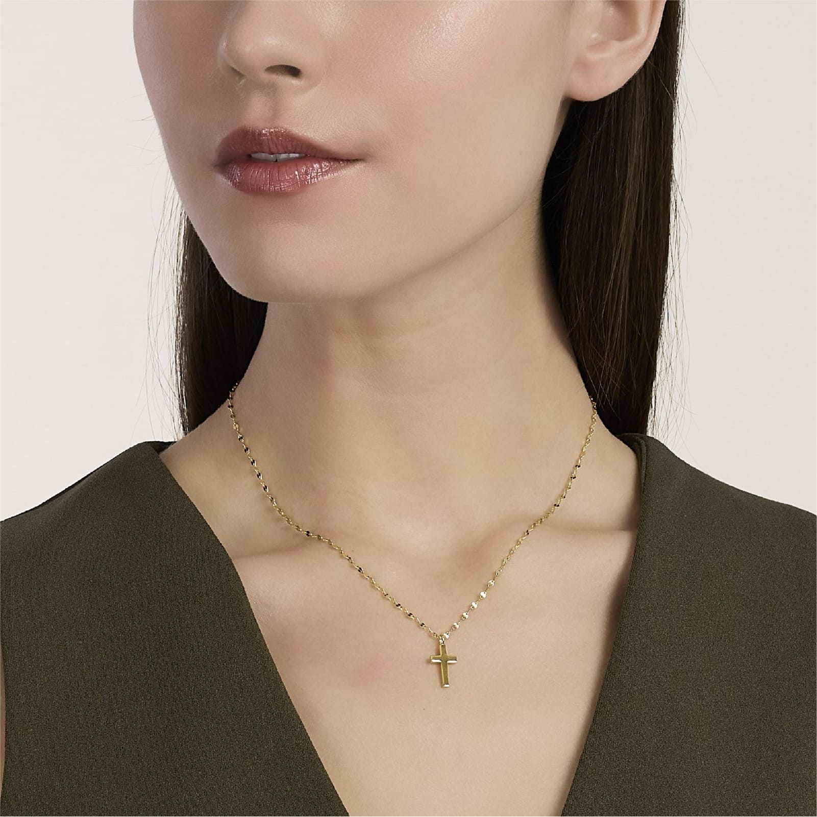 Collana catena Mabina in argento placcato oro ciondolo croce MISURA UNICA