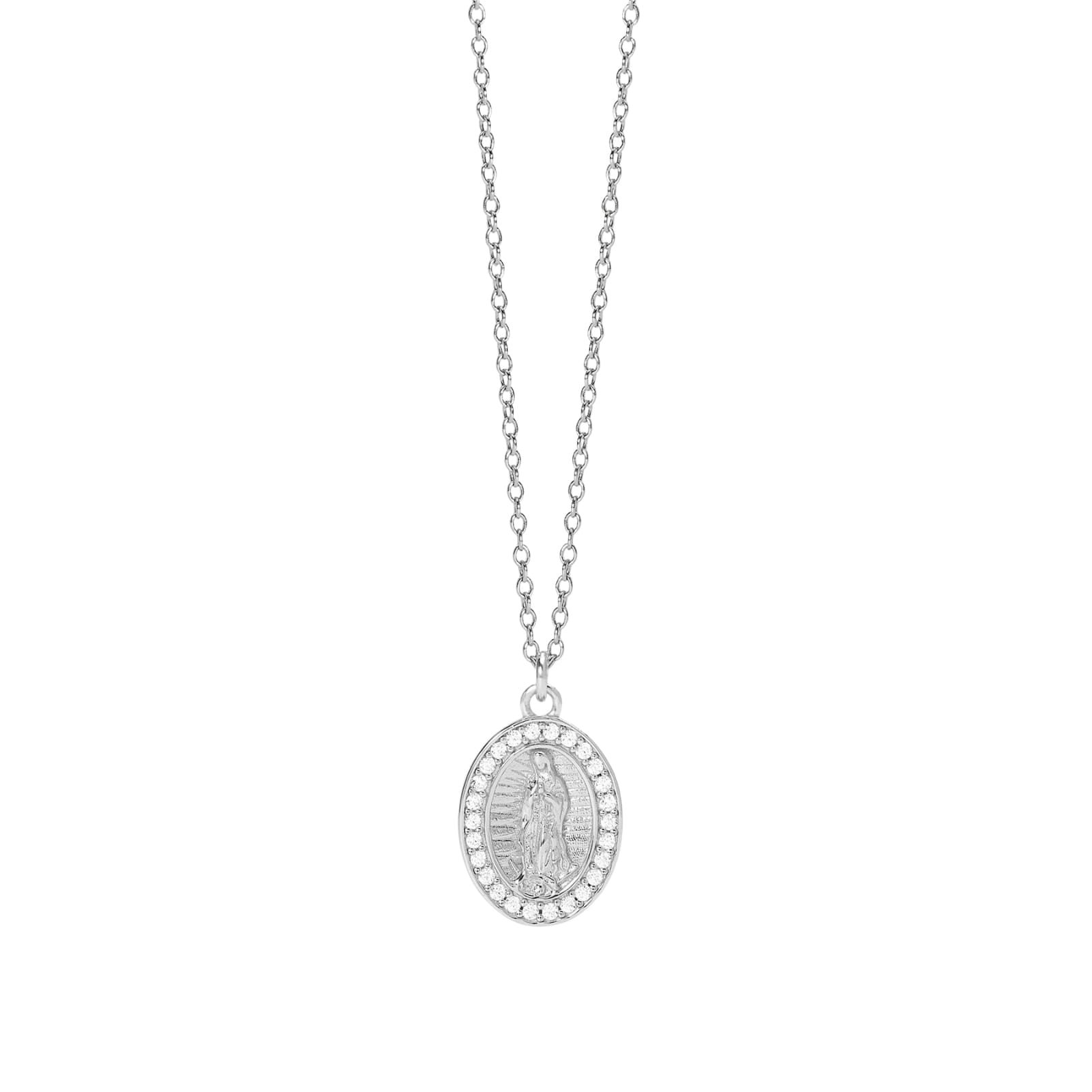 Collana Mabina in argento con pendente Madonnina e zirconi MISURA UNICA