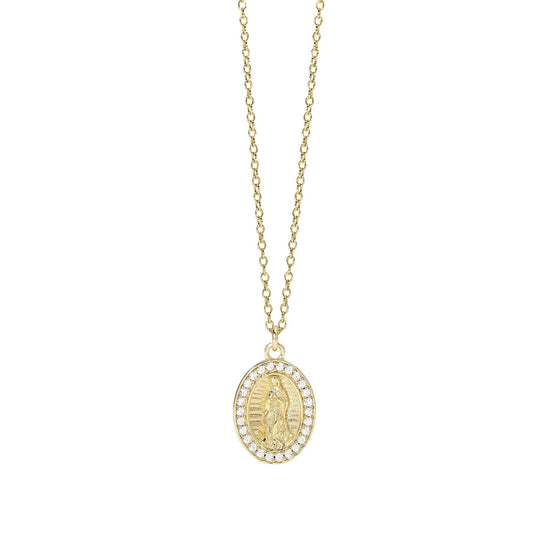 Collana Mabina in argento placcato oro con pendente Madonnina MISURA UNICA