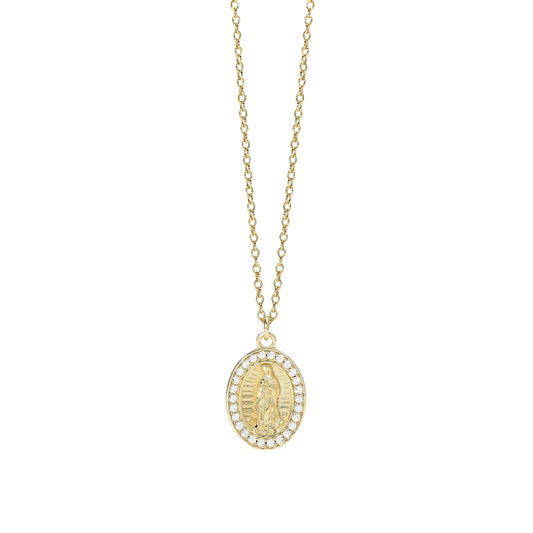 Collana Mabina in argento placcato oro con pendente Madonnina MISURA UNICA