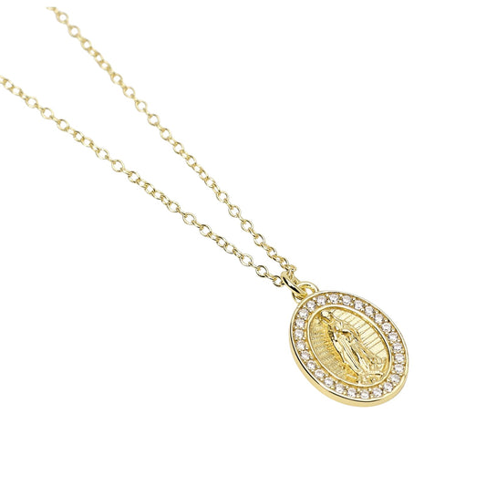 Collana Mabina in argento placcato oro con pendente Madonnina MISURA UNICA