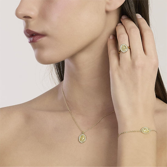 Collana Mabina in argento placcato oro con pendente Madonnina MISURA UNICA