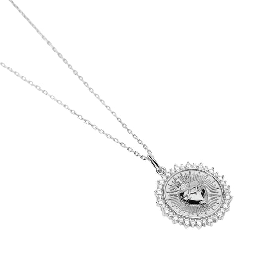 Collana catena Mabina in argento con ciondolo Sacro Cuore MISURA UNICA