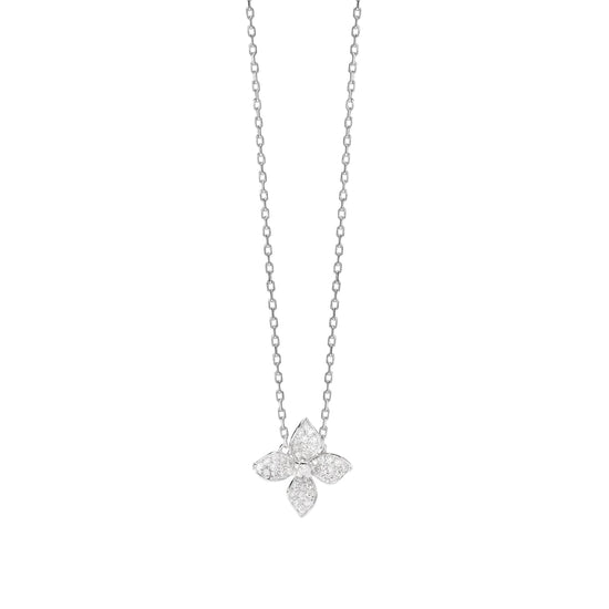 Collana girocollo Mabina in argento con fiore pavé di zirconi MISURA UNICA