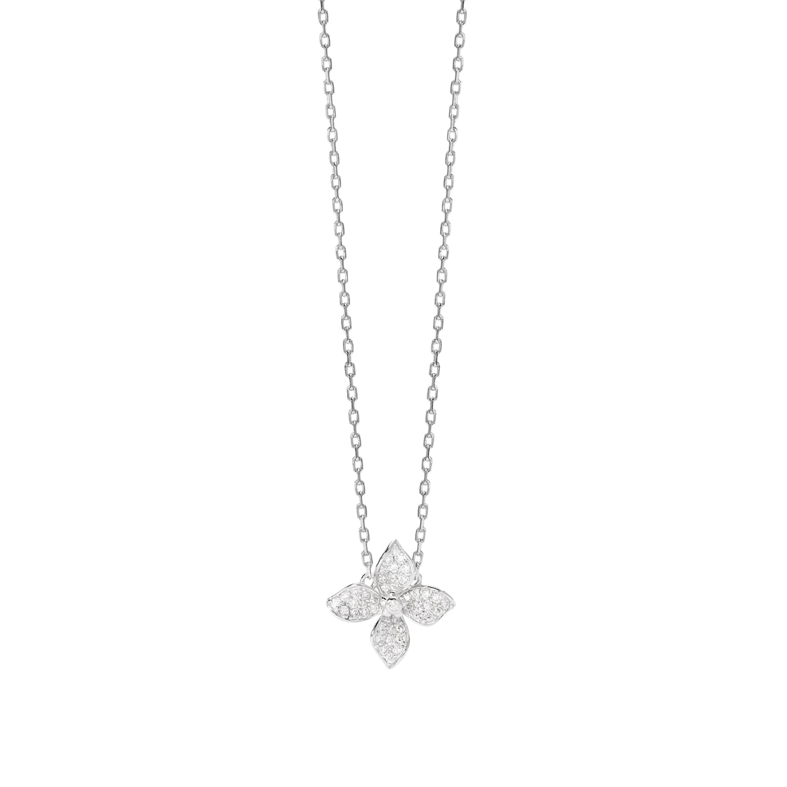 Collana girocollo Mabina in argento con fiore pavé di zirconi MISURA UNICA