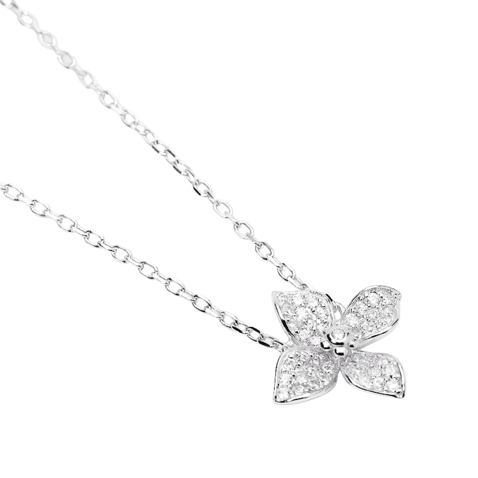Collana girocollo Mabina in argento con fiore pavé di zirconi MISURA UNICA