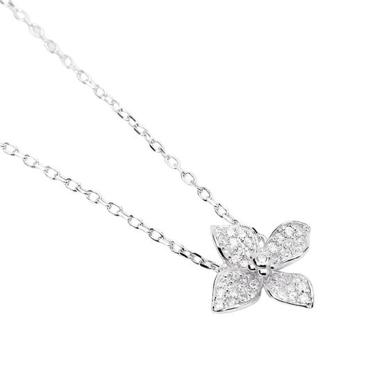 Collana girocollo Mabina in argento con fiore pavé di zirconi MISURA UNICA