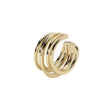 earcuff mabina in argento dorato con fasce lisce sottili 563656
