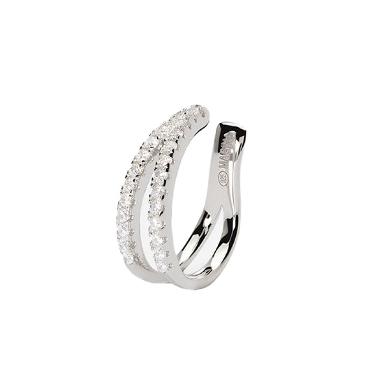 earcuff doppio mabina in argento rodiato con zirconi bianchi 563667
