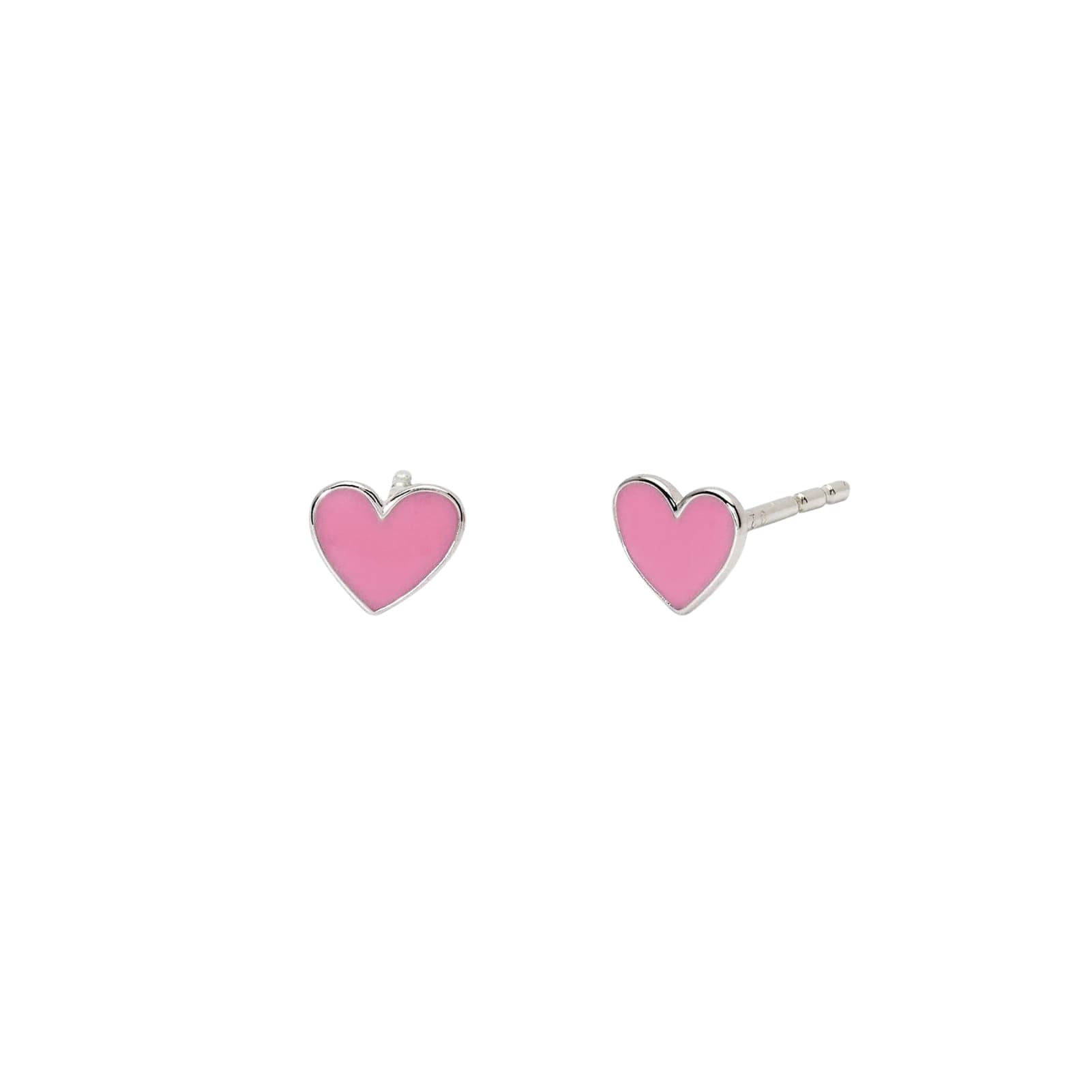Orecchini lobo Mabina Junior in argento e smalto rosa cuore MISURA UNICA
