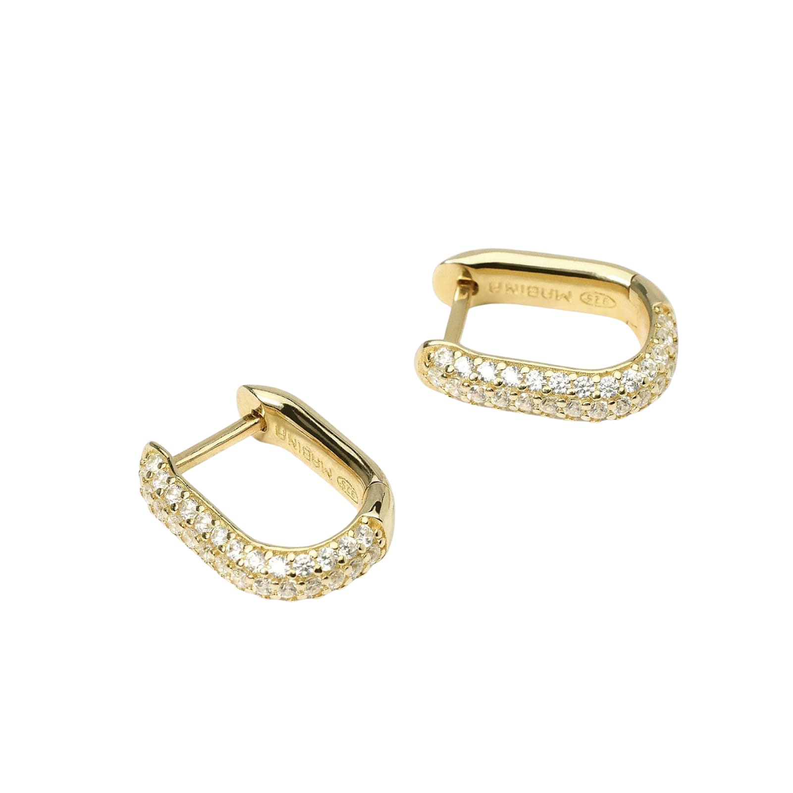 Orecchini ovali Mabina in argento placcato oro e zirconi MISURA UNICA