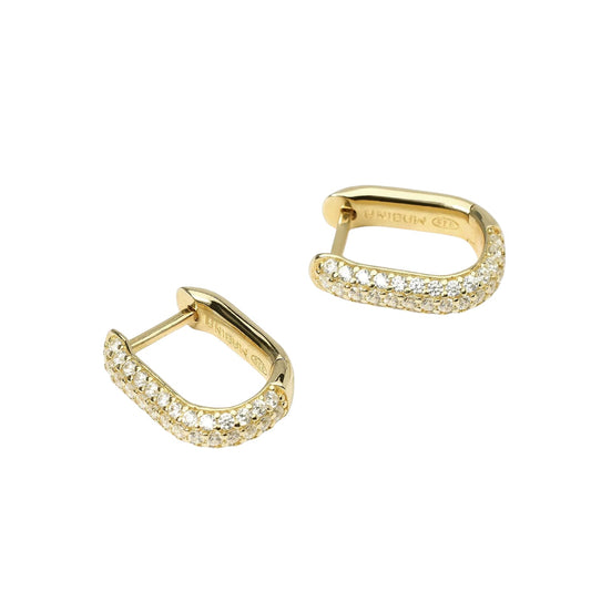 Orecchini ovali Mabina in argento placcato oro e zirconi MISURA UNICA