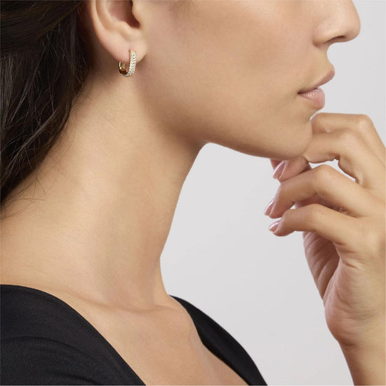 Orecchini ovali Mabina in argento placcato oro e zirconi MISURA UNICA