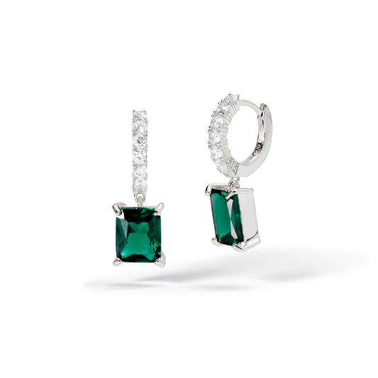 orecchini pendenti mabina in argento con smeraldi e zirconi 563815